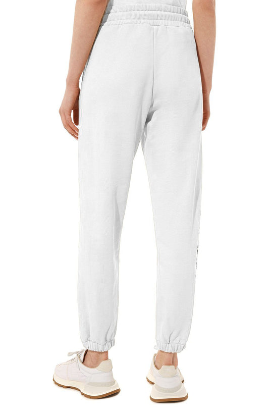 Chic White Logo Print Stretch Sweatpants