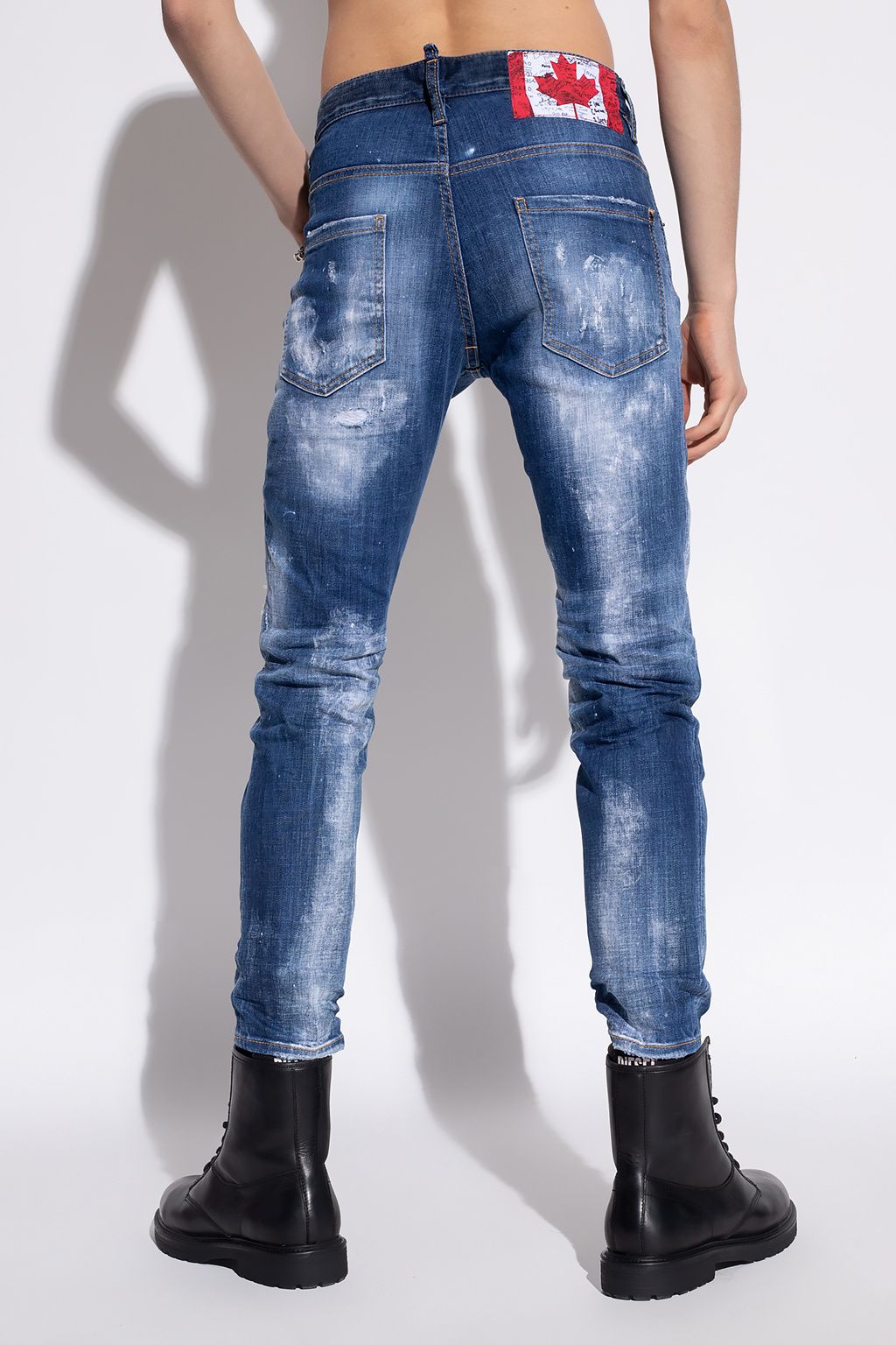 Skater Distressed Jeans with Paint Splatter