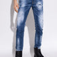Skater Distressed Jeans with Paint Splatter