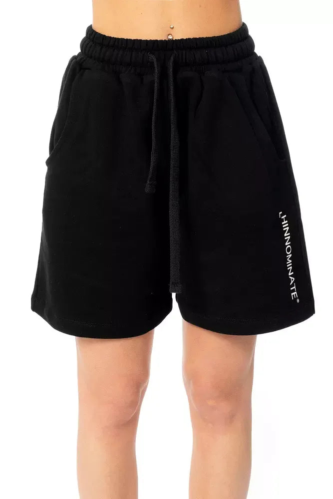 Chic Fleece Bermuda Shorts with Logo Detail