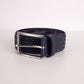 Elegant Denim Blue Fabric Belt with Silver Buckle