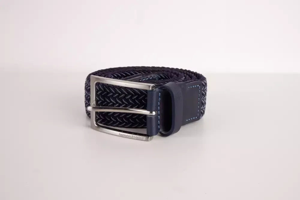 Elegant Denim Blue Fabric Belt with Silver Buckle