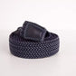Elegant Denim Blue Fabric Belt with Silver Buckle