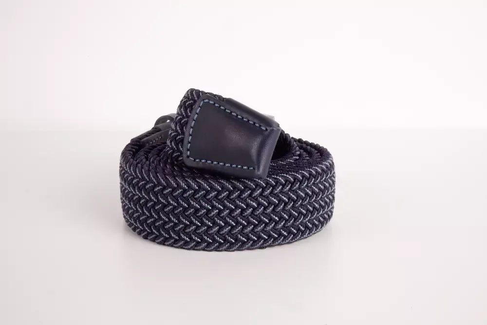 Elegant Denim Blue Fabric Belt with Silver Buckle