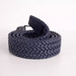 Elegant Dark Blue Fabric Belt with Silver Buckle