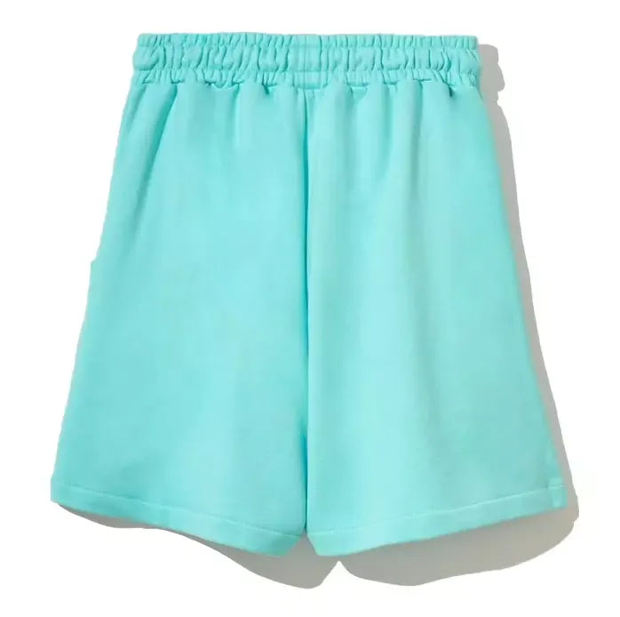 Light Blue Cotton Bermuda Shorts with Logo Print