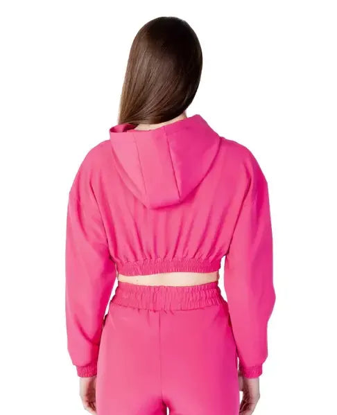 Chic Fuchsia Hooded Sweatshirt with Zipper