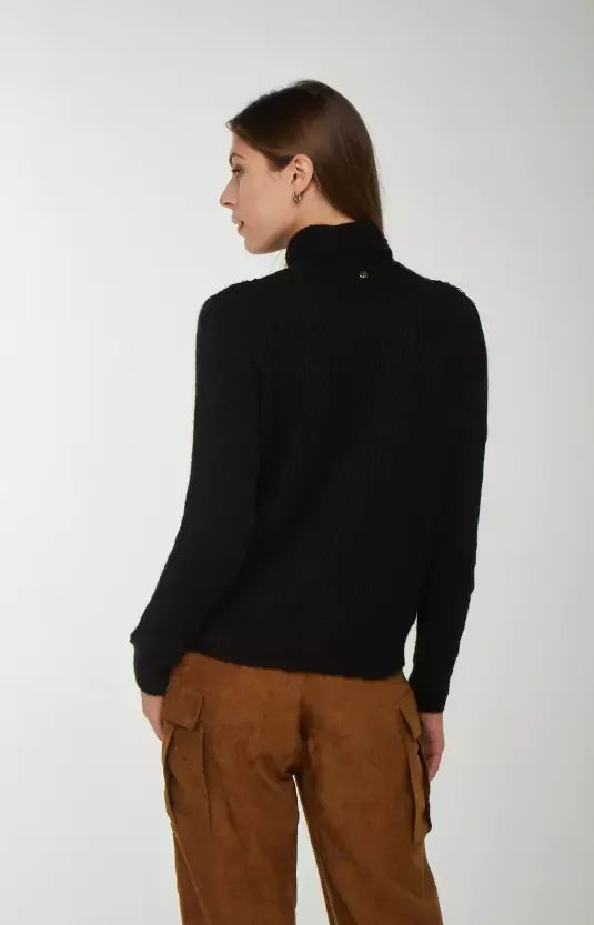 Chic Black Turtleneck with Stud Detailing