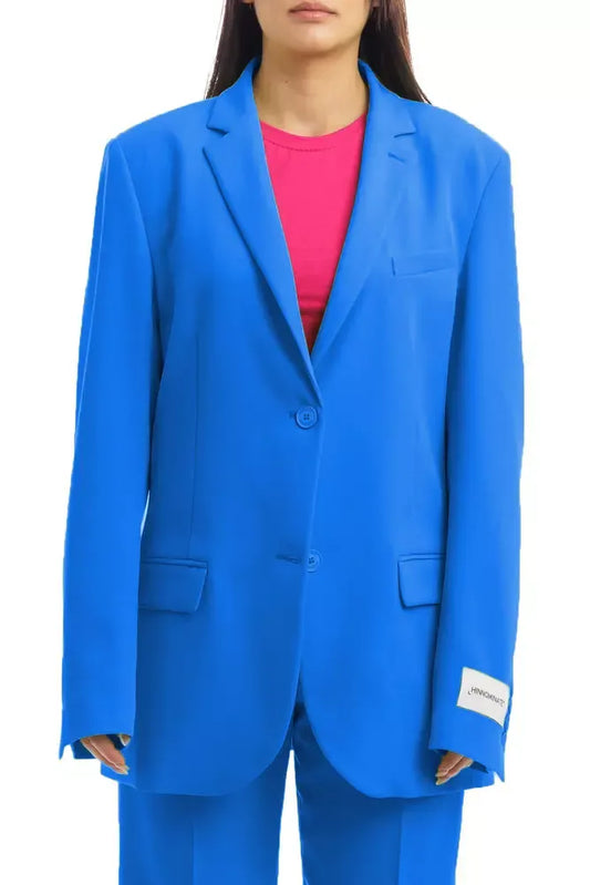 Chic Blue Over Jacket with Shoulder Pads