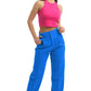 Elegant Blue Soft Pants with Zipper Detail