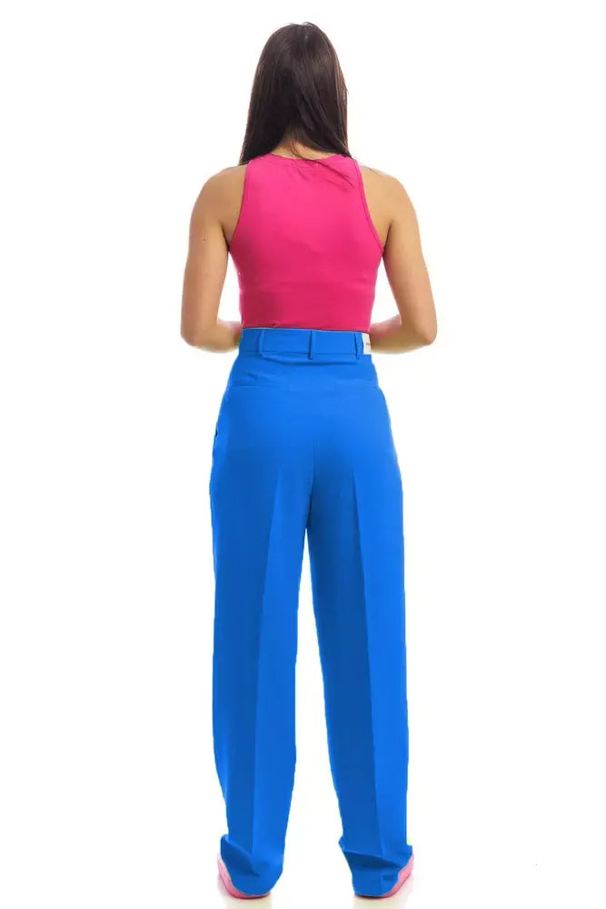 Elegant Blue Soft Pants with Zipper Detail