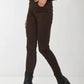 High-Waisted Slim Fit Trousers With Seams Detail