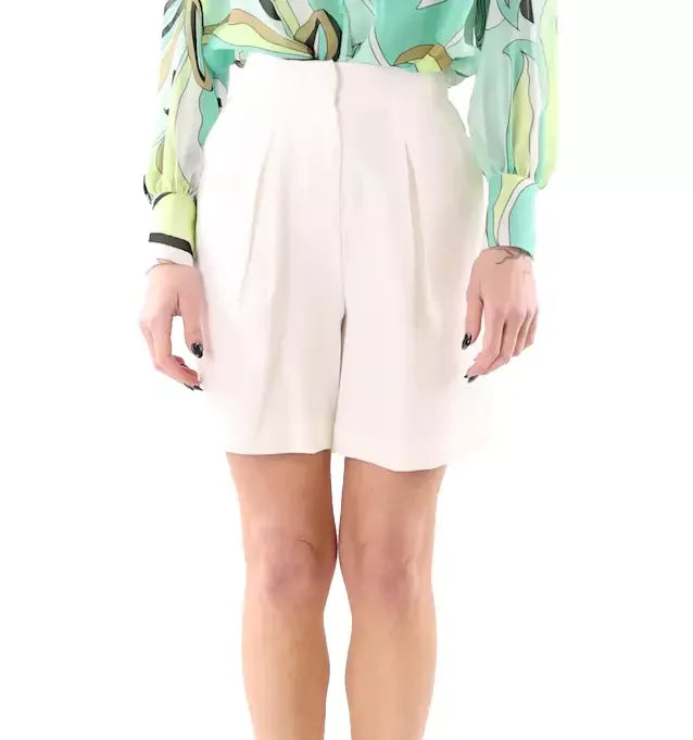 Chic White Bermuda Shorts with Elastic Comfort