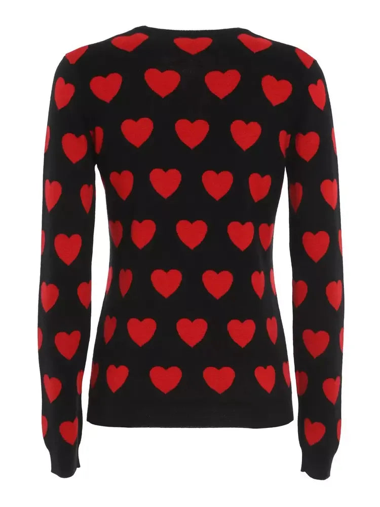 Chic Black Heart Pattern Sweater