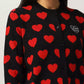 Chic Heart Pattern Black Cardigan Sweater