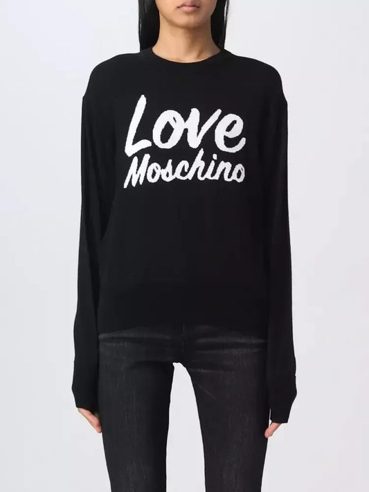 Chic Contrasting Design Black Sweater