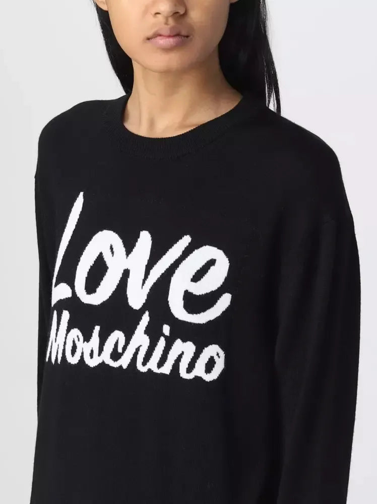 Chic Contrasting Design Black Sweater