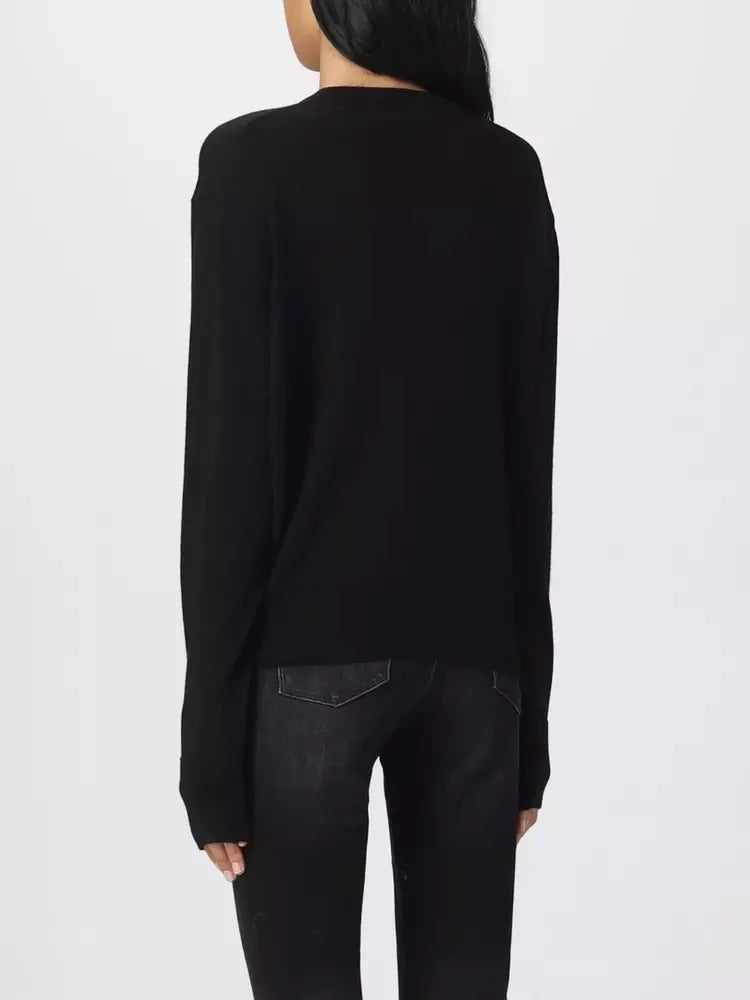 Chic Contrasting Design Black Sweater