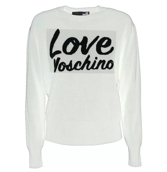 Chic White Contrast Design Sweater