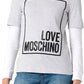 Chic Gray Long-Sleeved Cotton Tee with Logo
