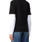 Elegant Black Cotton Tee with Faux-Leather Logo