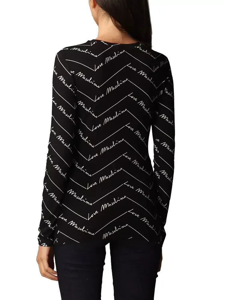 Elegant Long-Sleeved Logo Print Tee