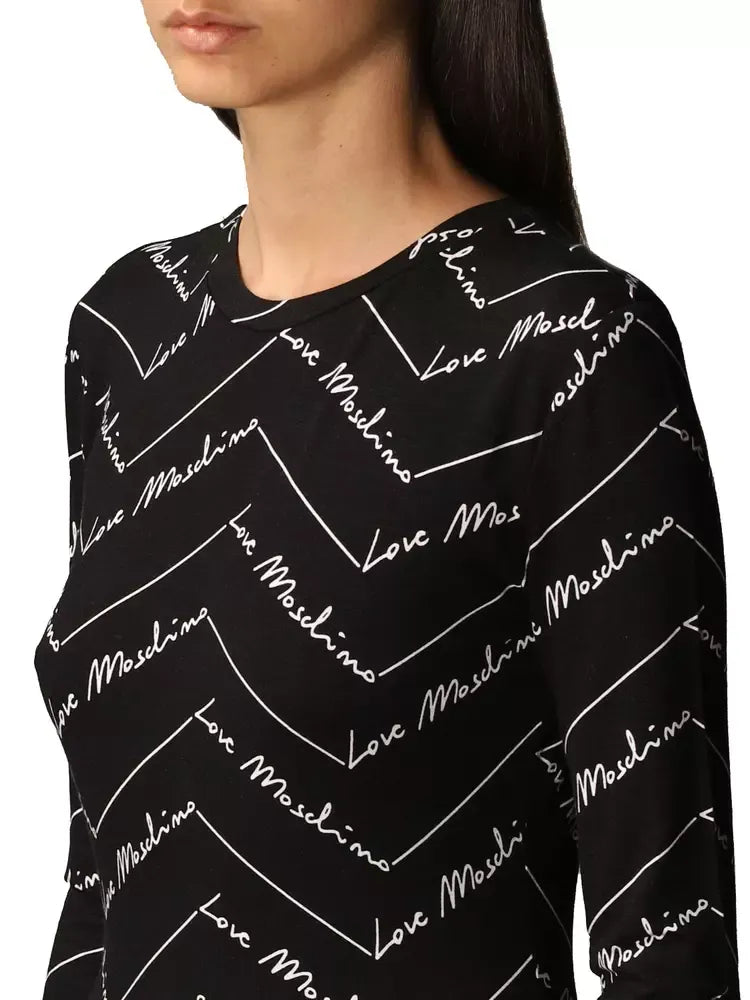 Elegant Long-Sleeved Logo Print Tee