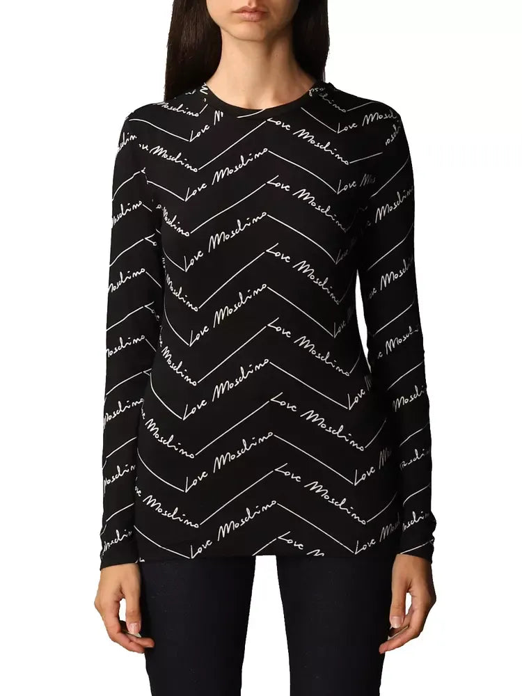 Elegant Long-Sleeved Logo Print Tee