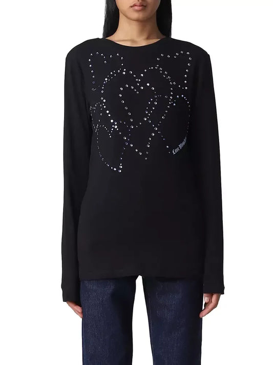 Rhinestone Heart Embellished Cotton Tee