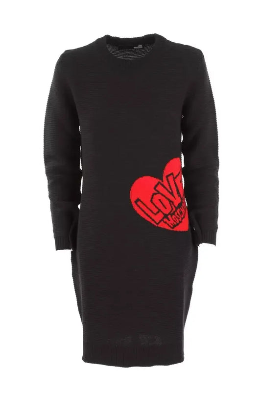 Chic Heart Pattern Knit Wool-Blend Dress