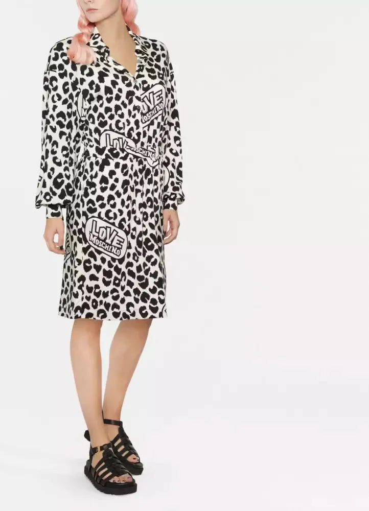 Chic Monochrome Leopard Dress