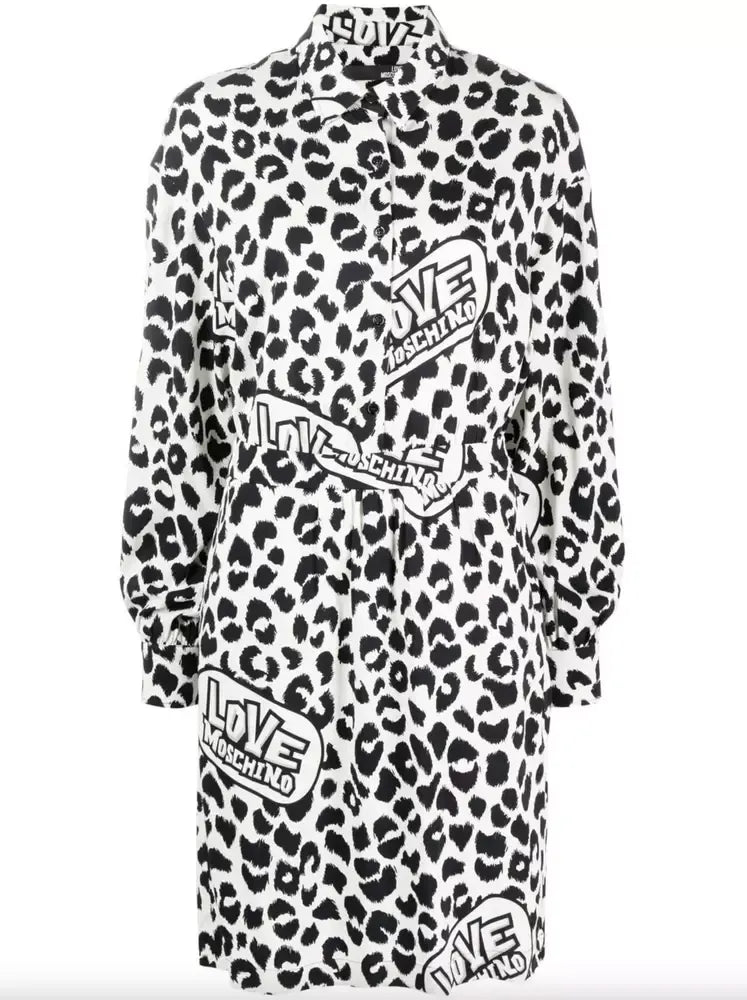 Chic Monochrome Leopard Dress