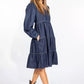 Elegant Dark Blue Denim Flare Dress