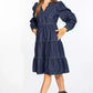 Elegant Dark Blue Denim Flare Dress