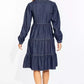 Elegant Dark Blue Denim Flare Dress