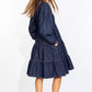 Elegant Dark Blue Denim Flare Dress