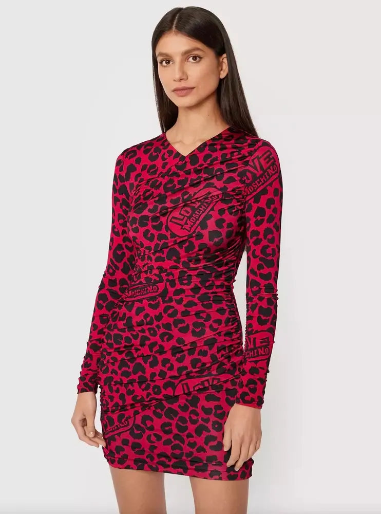 Chic Leopard Texture Dress in Pink and Black