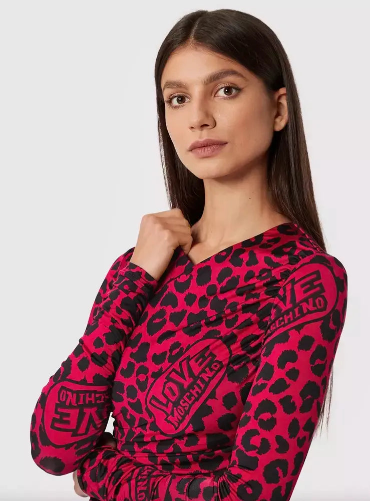 Chic Leopard Texture Dress in Pink and Black