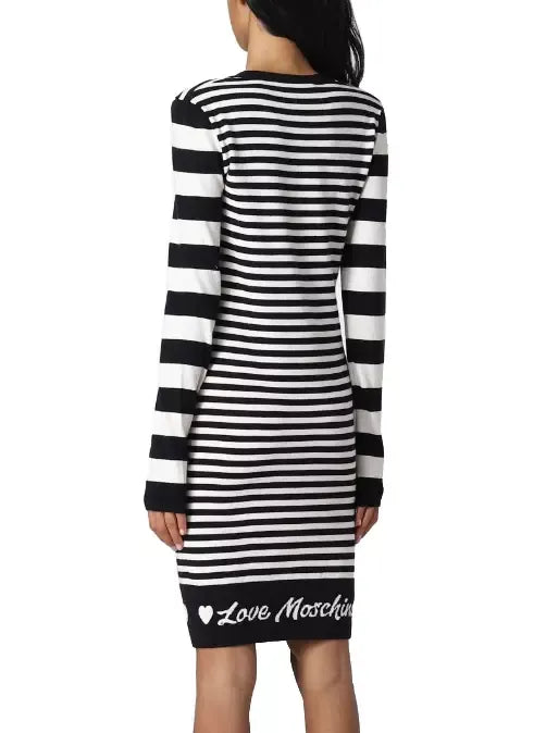 Elegant Striped Knit Dress with Long Sleeves