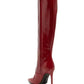 Chic Scarlet Patent Leather Stiletto Boots