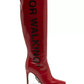 Chic Scarlet Patent Leather Stiletto Boots