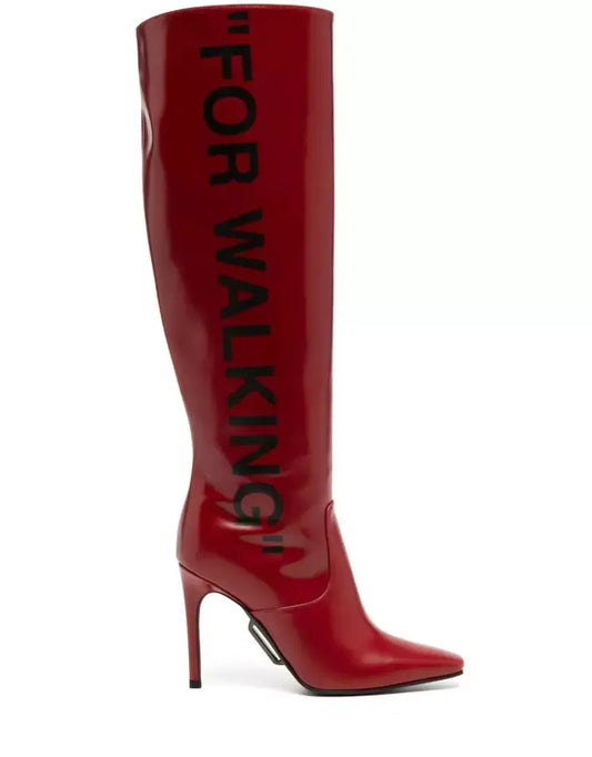 Chic Scarlet Patent Leather Stiletto Boots