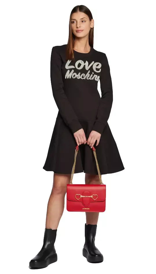 Chic Embossed Logo Cotton Blend Dress