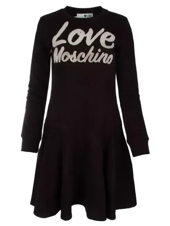 Chic Embossed Logo Cotton Blend Dress