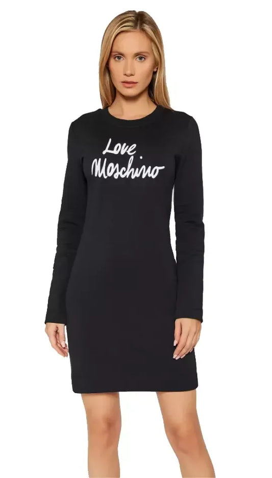 Chic Embossed Logo Cotton Blend Dress