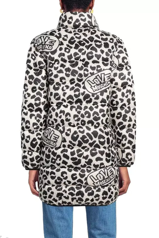 Chic Leopard Print Down Jacket