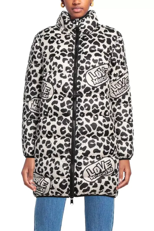 Chic Leopard Print Down Jacket