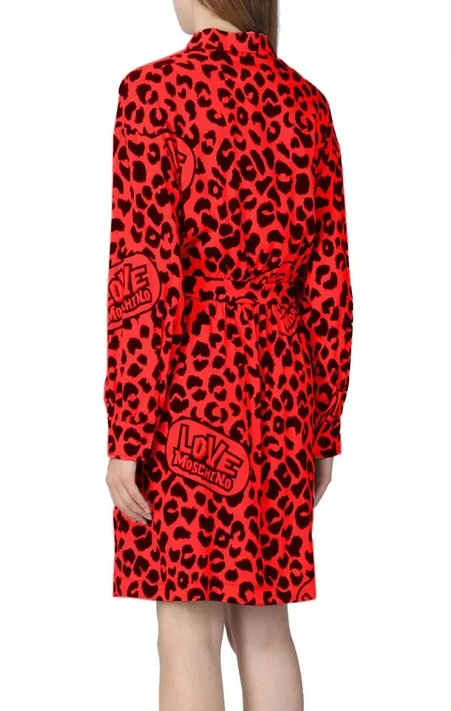 Elegant Viscose Blend Leopard Print Dress