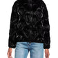 Chic Heart-Adorned Black Down Jacket