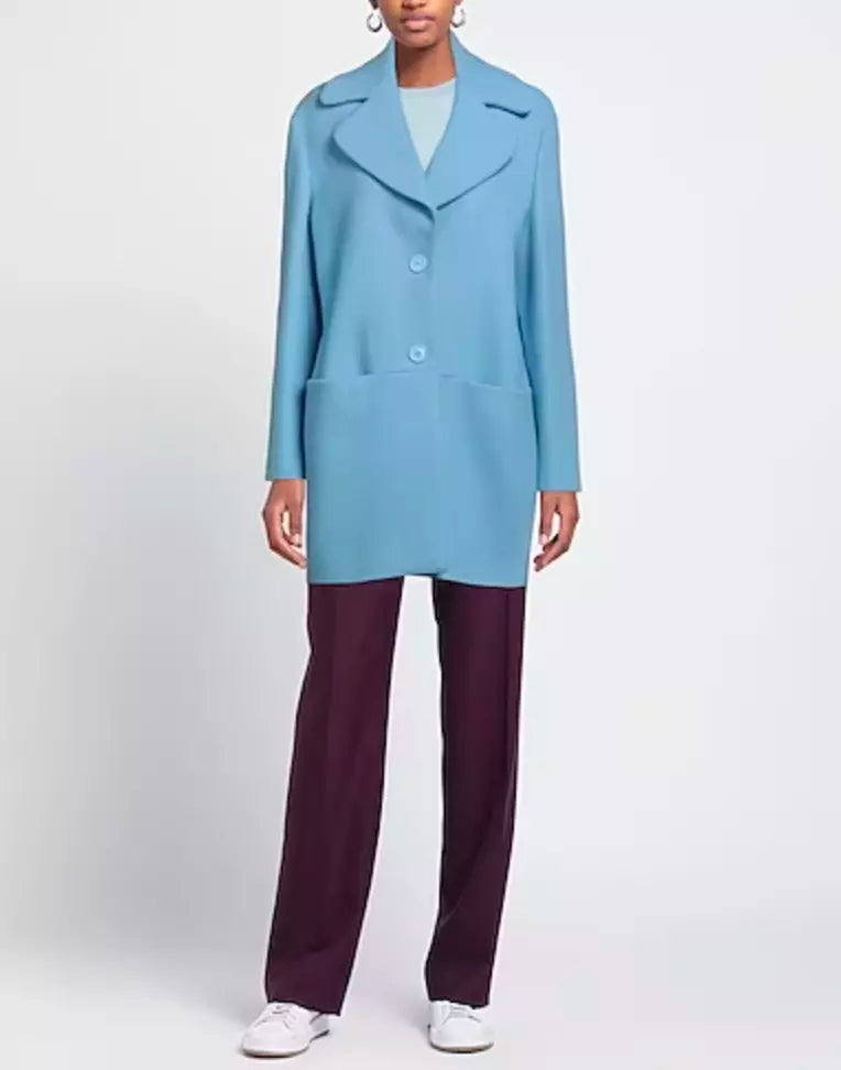 Elegant Light Blue Wool Coat